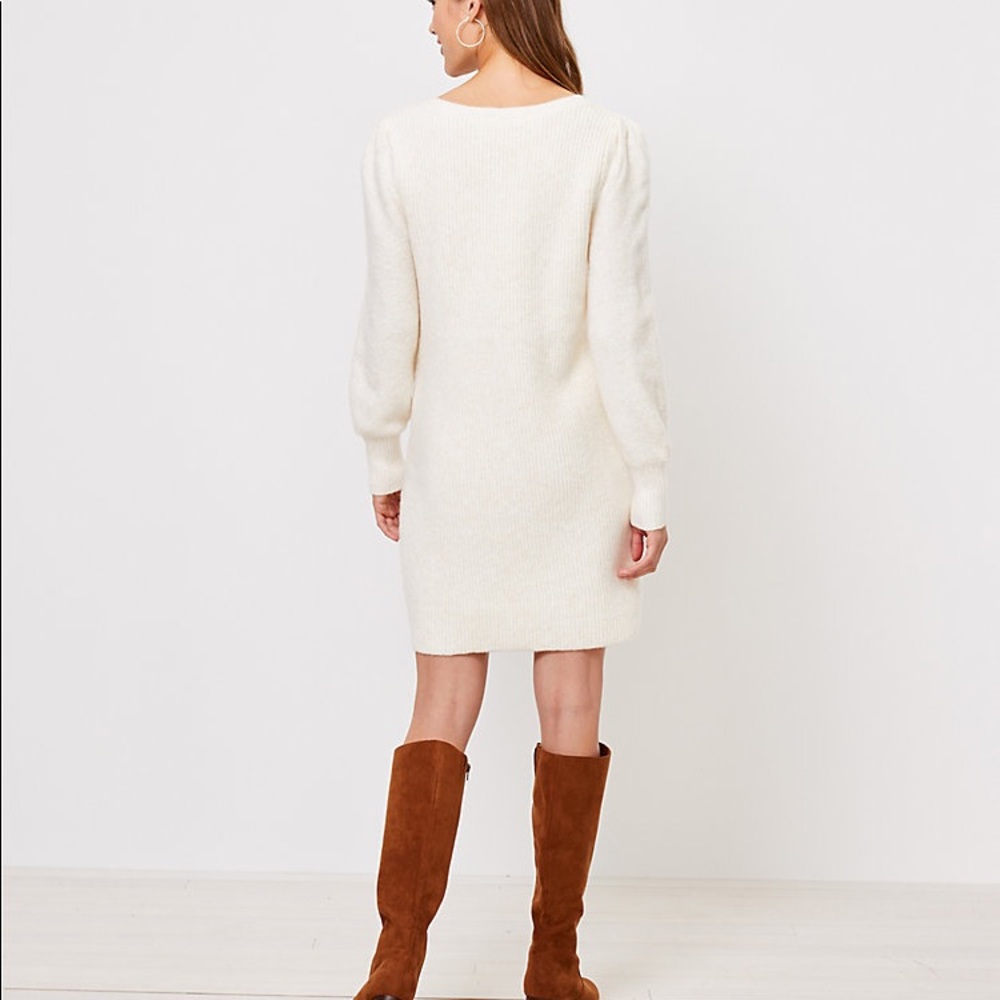 Petite Puff Sleeve Cable Sweater Dress - Picture 2 of 3